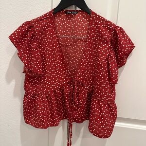 Red Heart Print Women's Top